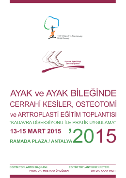 AYAK ve AYAK BİLEĞİNDE - Türk Ortopedi ve Travmatoloji Birliği