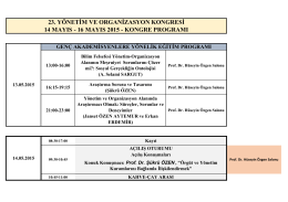15.05.2015-Cuma, 09:30-11:00 - ulusal yönetim ve organizasyon