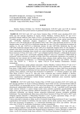 10.08.2015 Encümen Kararları - Bozcaada Belediye Başkanlığı