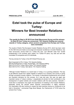 Extel took the pulse of Europe and Turkey: Winners for Best Investor