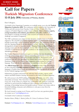 TMC 2016 Call for Papers - Turkish Migration Conference 2016