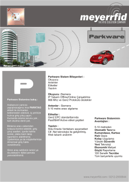 Parkware Sistem Bileşenleri : Okuyucu Antenler Etiketler Yazılım