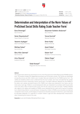 Determination and Interpretation of the Norm Values of PreSchool