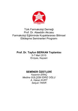Toplantı kitapçığı - Türk Farmakoloji Derneği