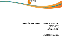 2015 Lys Sayısal Bilgileri - Sosyal Bilimler Meslek Yüksekokulu