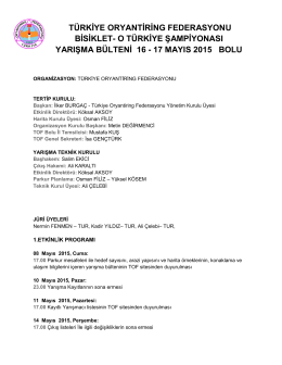17 mayıs 2015 bolu - Türkiye Oryantiring Federasyonu