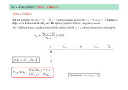 Açık Yöntemler: Sekant Yöntemi f (x) = x2 – 2x