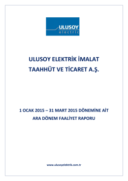 Faaliyet Raporu 31.03.2015