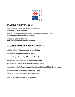 ERASMUS MINISTERS 2015 ERASMUS ACADEMIC MINISTERS