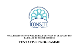 tentatıve programme - The International Conference On Science