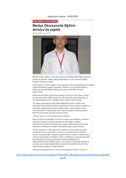 Habertürk Gazetesi - 04.09.2015 http://www.haberturk.com/yerel