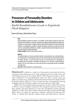 Precursors of Personality Disorders in Children and