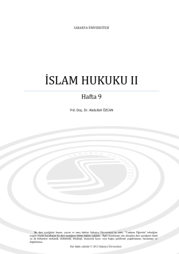 İslam Hukuku II - Sakarya Üniversitesi