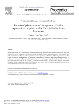 Impacts of Privatization of Management of Health