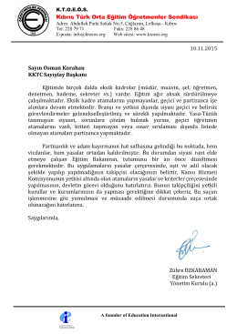 SAYIŞTAY Mektup 10.11.2015 - Kıbrıs Türk Orta Eğitim Öğretmenler
