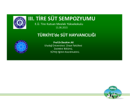 Türkiye`de Süt Hayvancılığı - Ege Üniversitesi | Tire Kutsan Meslek
