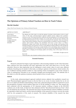 The Opinions of Primary School Teachers on How to Teach Values