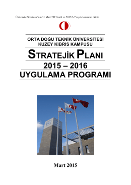 stratejik planı 2015 - Kuzey Kıbrıs Kampüsü