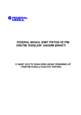31 Mart 2015 Yönetim Kurulu Faaliyet Raporu - Federal