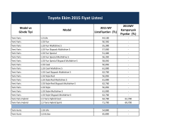 Toyota Ekim 2015 Fiyat Listesi