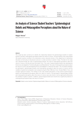 An Analysis of Science Student Teachers` Epistemological Beliefs