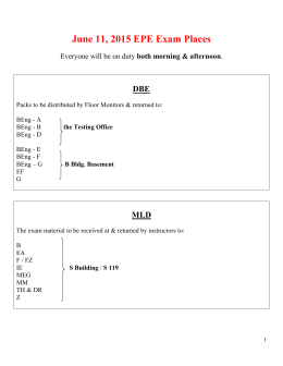 June 11, 2015 EPE Exam Places