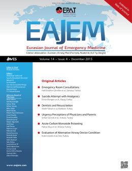 Original Articles - Eurasian Journal of Emergency Medicine