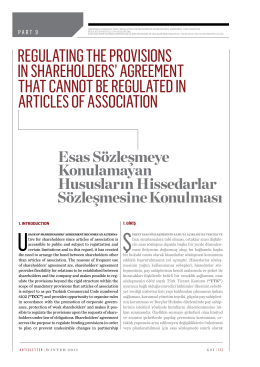 regulatıng the provısıons ın shareholders` agreement that cannot be