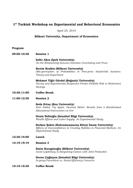 1st Turkish Workshop on Experimental and Behavioral Economics