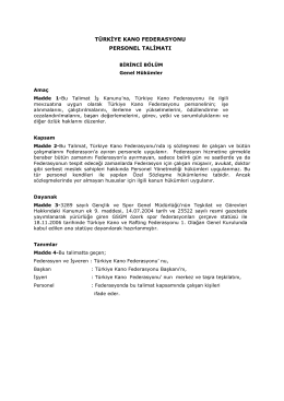 Personel Talimatı - Türkiye Kano Federasyonu