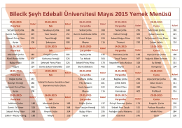 Bilecik Şeyh Edebali Üniversitesi Mayıs 2015 Yemek Menüsü
