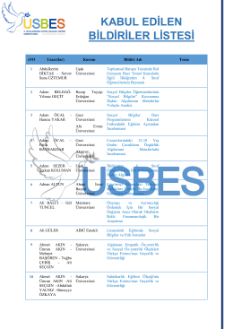 USBES 2015 - Kabul Edilen Bildiriler
