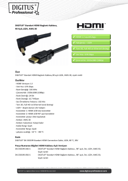 DIGITUS® Standart HDMI Baglantı Kablosu, 90 Açılı,LSZH, AWG 30