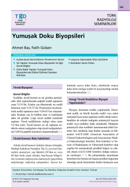 Yumuşak Doku Biyopsileri - Türk Radyoloji Seminerleri
