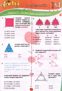 4.sınıf mat. üçgen kare dikdörtgen testi