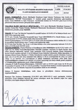 malatya büyükşehir belediye başkanlığı tarih 07.04.2015 ulaşım