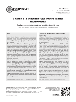 Vitamin B12 düzeyinin fetal do¤um a¤›rl