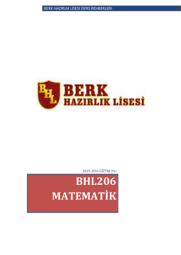 BHL206 MATEMATİK - Berk Hazırlık Lisesi
