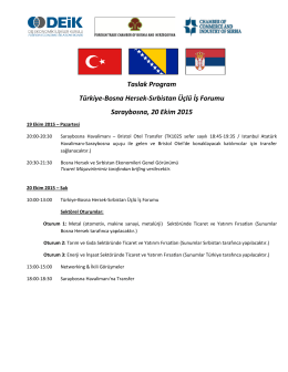 Taslak Program Türkiye-Bosna Hersek