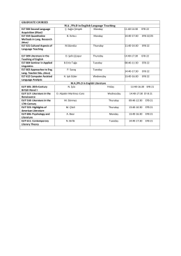 MA and PhD Fall Term Schedule for ELT & ELIT.
