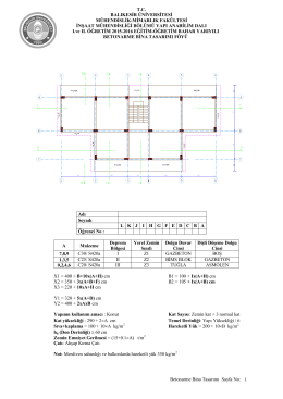 2014-2015 Bahar Dönemi Betonarme Bina Tasarımı Dersi Proje Föyü