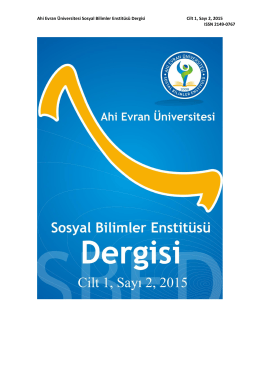 Ahi Evran Üniversitesi Sosyal Bilimler Enstitüsü Dergisi Cilt 1, Sayı 2