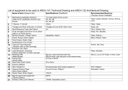 List of equipment to be used in ARCH 131 Technical Drawing and