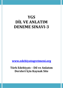 YGS DİL VE ANLATIM DENEME SINAVI-3