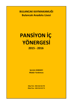 PANSİYON İÇ YÖNERGESİ - Bulancak Anadolu Lisesi