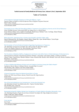 Table of Contents - Turkish Journal of Family Medicine and Primary