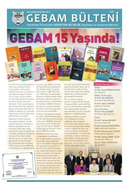 gebam bülteni 2015 - GEBAM - Hacettepe Üniversitesi Geriatrik