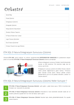 ETA SQL E Fatura Entegrasyon Sunucusu Çözümü,ETA SQL,E