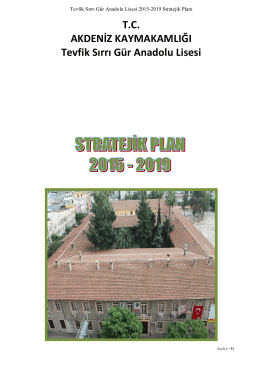 Stratejik Plan - Tevfik Sırrı Gür Anadolu Lisesi