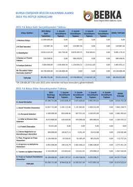 2015 Yılı Bütçe Sonuçları
